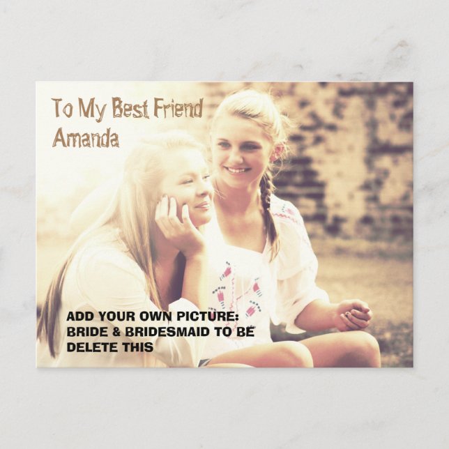 Custom photo and personalised message invitation postcard (Front)