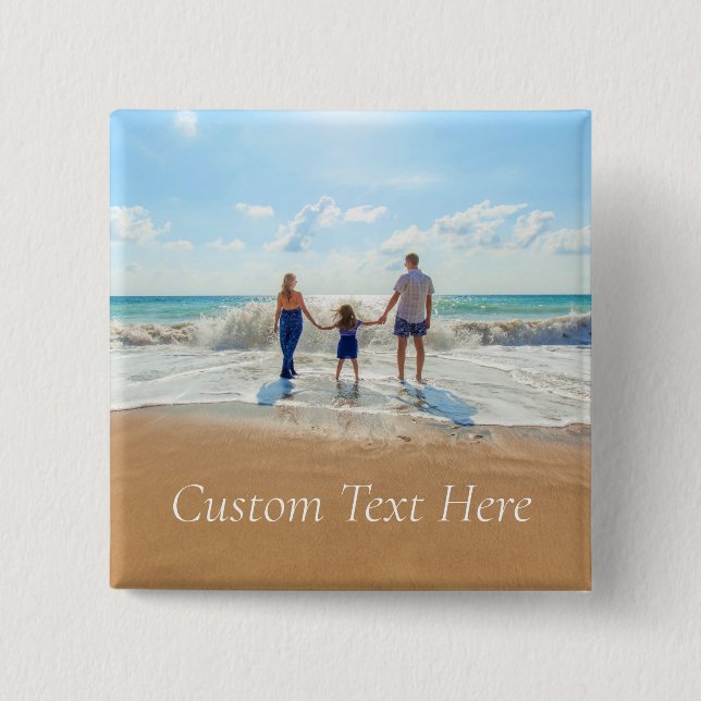 Custom Photo and Text Button Unique Your Design (Front)