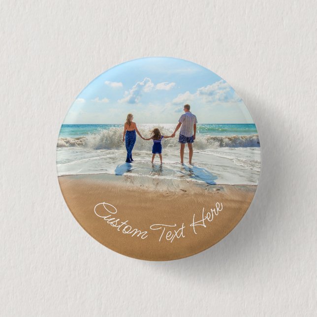 Custom Photo and Text Button Upload Your Photos (Front)