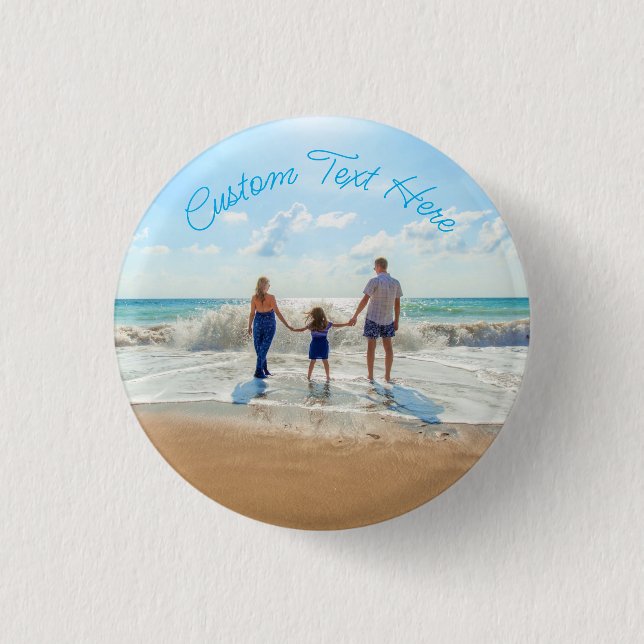 Custom Photo and Text Button with Your Photos (Front)