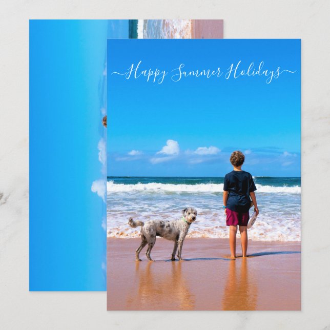 Custom Photo and Text Card Happy Summer Holidays (Front/Back)