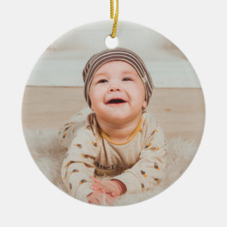Custom photo and text ceramic ornament