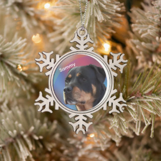 Custom Photo and Text Christmas Tree Snowflake Pewter Christmas Ornament
