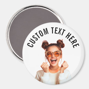 Custom Photo and Text Circle Magnet