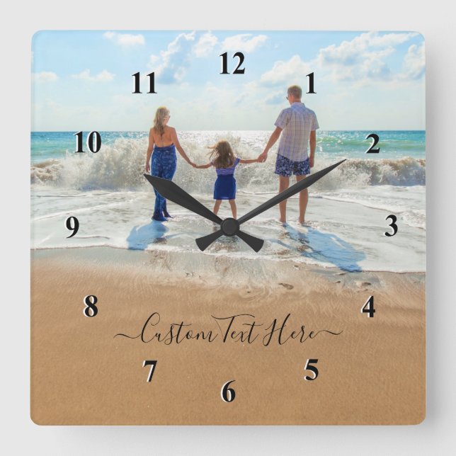 Custom Photo and Text Clock - Your Photo Design  (Front)