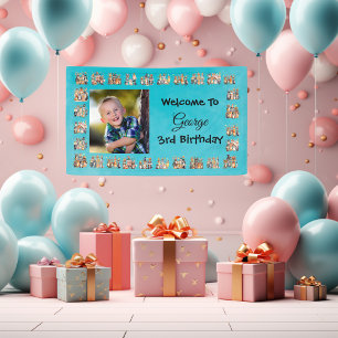 Custom Photo and Text Cute Party Animals Theme Banner