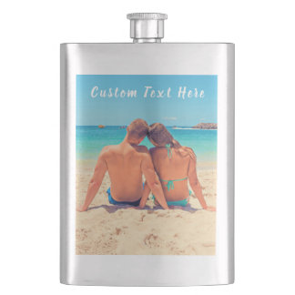 Custom Photo and Text Flask Your Own Design Gift