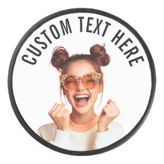 Custom Photo and Text Hockey Puck