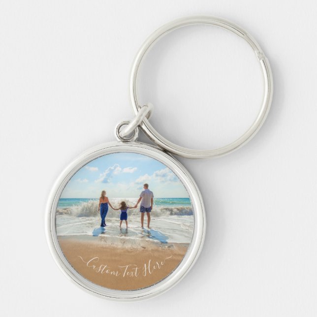 Custom Photo and Text Keychain Unique Your Design (Front)