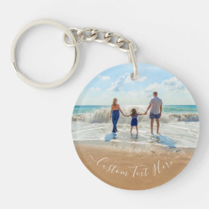 Custom Photo and Text Keychain Your Family Design