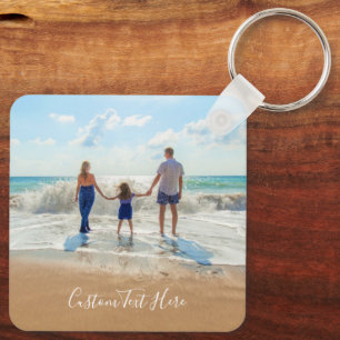 Custom Photo and Text Keychain Your Family Design