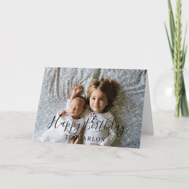 Custom Photo and Text Little Brother Birthday Cute Card (Front)