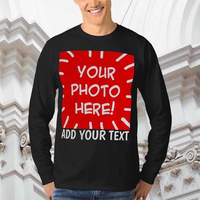Custom photo and text long sleeve shirt (Create your own long sleeve men shirt!)