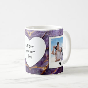 Custom Photo and Text Mug - Elegant Marble Design