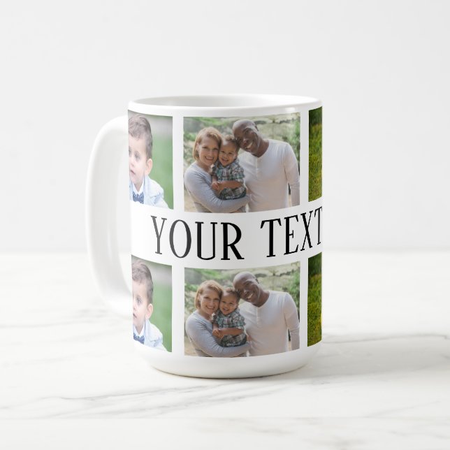 Custom photo and text mug, Personalised photo mug, Coffee Mug (Front Left)
