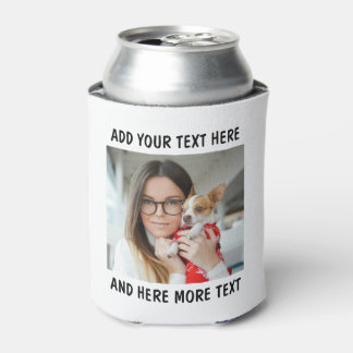 Custom Photo and Text Or Name White Soft Drink Can Cooler