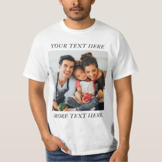 Custom Photo and Text Or Name White T-Shirt