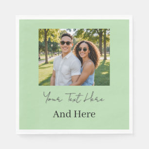 Custom photo and text pastel green  napkin