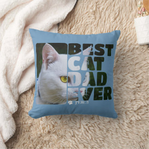 Custom Photo And Text Personalised Best Cat Dad Cushion