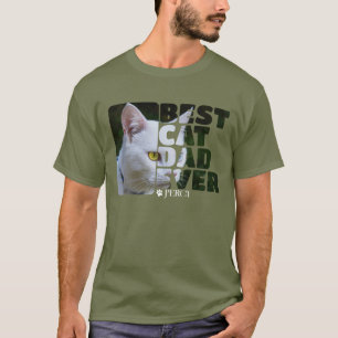 Custom Photo And Text Personalised Best Cat Dad T-Shirt