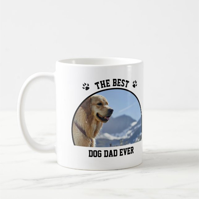 Custom Photo And Text Personalised Best Dog Dad Coffee Mug (Left)