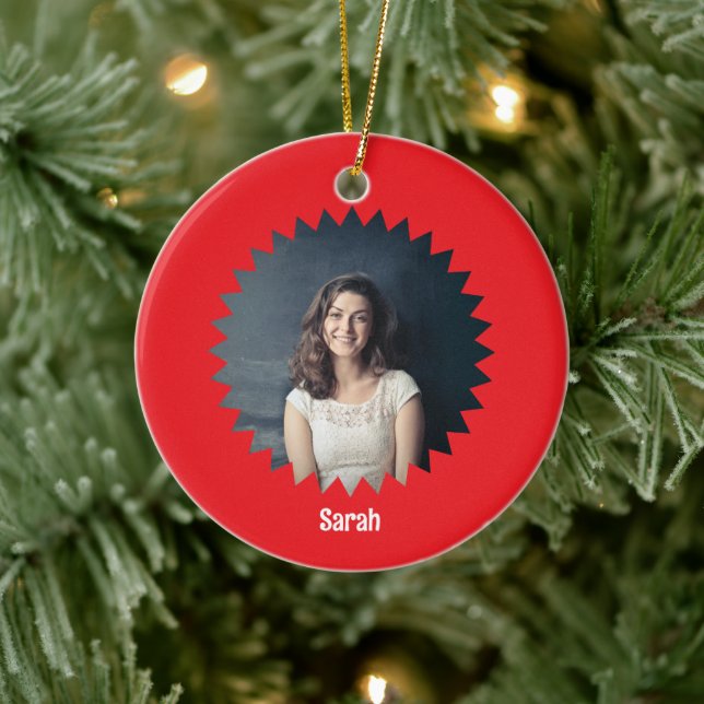 Custom Photo and Text Personalised Ceramic Ornament (Tree)
