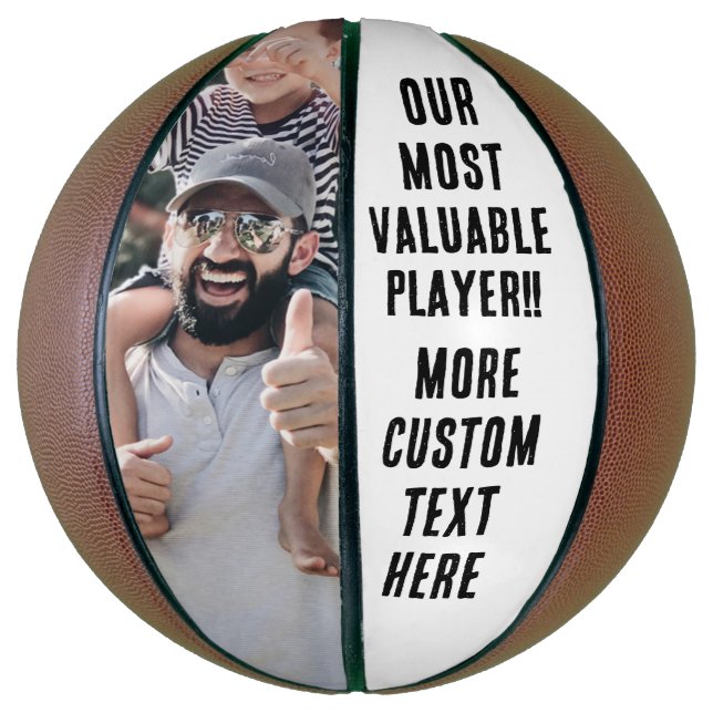 Custom Photo and Text Personalised Fathers Day Basketball (Vertical)