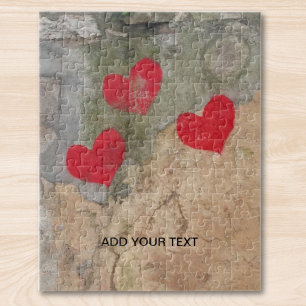 Custom Photo And Text Personalised Hearts Jigsaw Puzzle