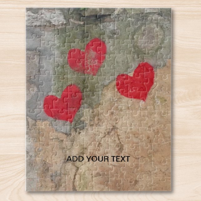 Custom Photo And Text Personalised Hearts Jigsaw Puzzle (Creator Uploaded)
