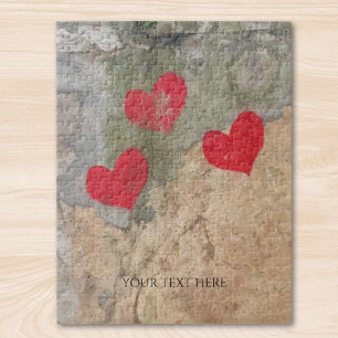 Custom Photo And Text Personalised Hearts Jigsaw Puzzle