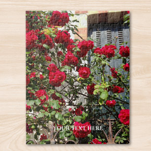 Custom Photo And Text Personalised Red Roses Jigsaw Puzzle