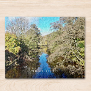 Custom Photo And Text Personalised River Scene Jigsaw Puzzle