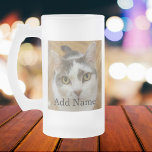 Custom Photo and Text Personalized Frosted Glass Beer Mug<br><div class="desc">Upload a photo, add text, and easily create your personalized beer mug. Click CUSTOMIZE FURTHER to change the text color. You can TRANSFER this DESIGN on other Zazzle products and adjust it to fit most of the Zazzle items. Standard Studio designs are made in high-resolution vector graphics for a professional...</div>