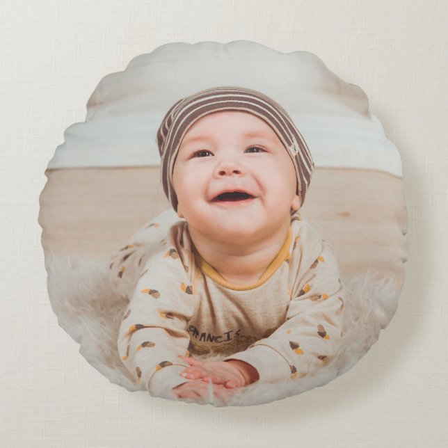 Custom photo and text round cushion (Front)