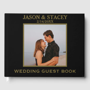 Custom Photo and Text Simple Elegant Guest Book