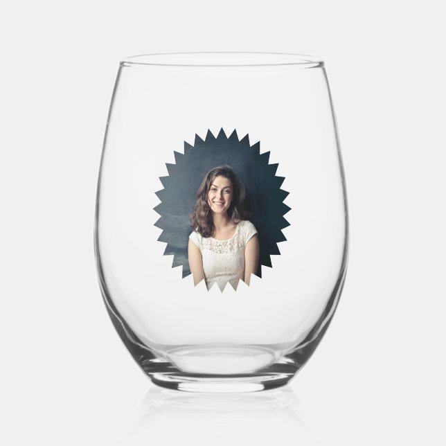 Custom Photo and Text Stemless Wine Glass (Front)
