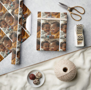 Custom Photo and Text Sticker Wrapping Paper