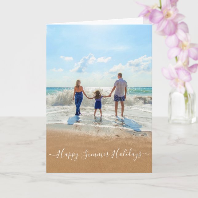 Custom Photo and Text Summer Holidays Card (Orchid)