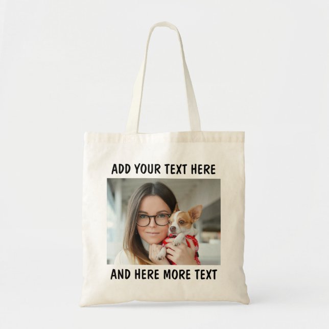 Custom Photo and Text Tote Bag (Front)