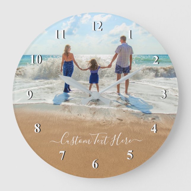Custom Photo and Text Wall Clock - Your Own Design (Front)