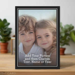 Custom Photo and Text With Black Border Holiday Card