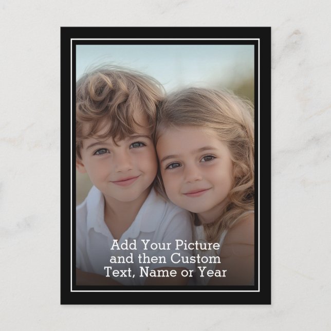 Custom Photo and Text With Black Border Postcard (Front)