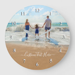 Custom Photo and Text Your Own Design Best Family Large Clock