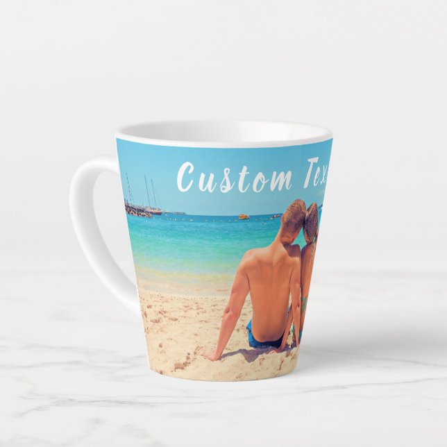 Custom Photo and Text - Your Own Design - Couple Latte Mug (Left Angle)