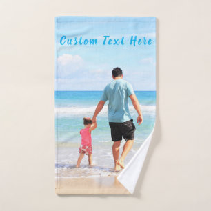 Custom Photo and Text - Your Own Design - Cute Bath Towel Set