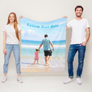Custom Photo and Text - Your Own Design - For Dad Fleece Blanket