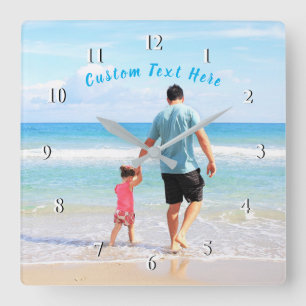 Custom Photo and Text - Your Own Design - For Dad Square Wall Clock