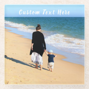 Custom Photo and Text - Your Own Design - For Mum Glass Coaster