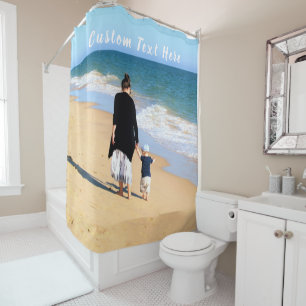 Custom Photo and Text - Your Own Design - For Mum Shower Curtain