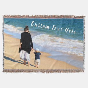 Custom Photo and Text - Your Own Design - For Mum Throw Blanket